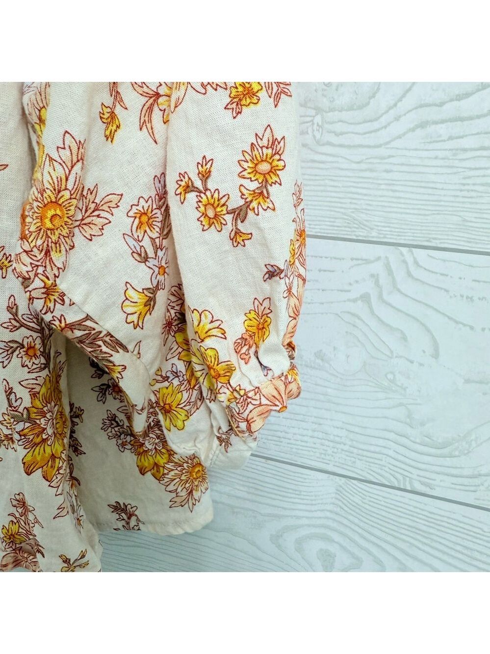 Cynthia Rowley Women’s Orange & Yellow Floral Boho Top. Size L - Picture 5 of 7